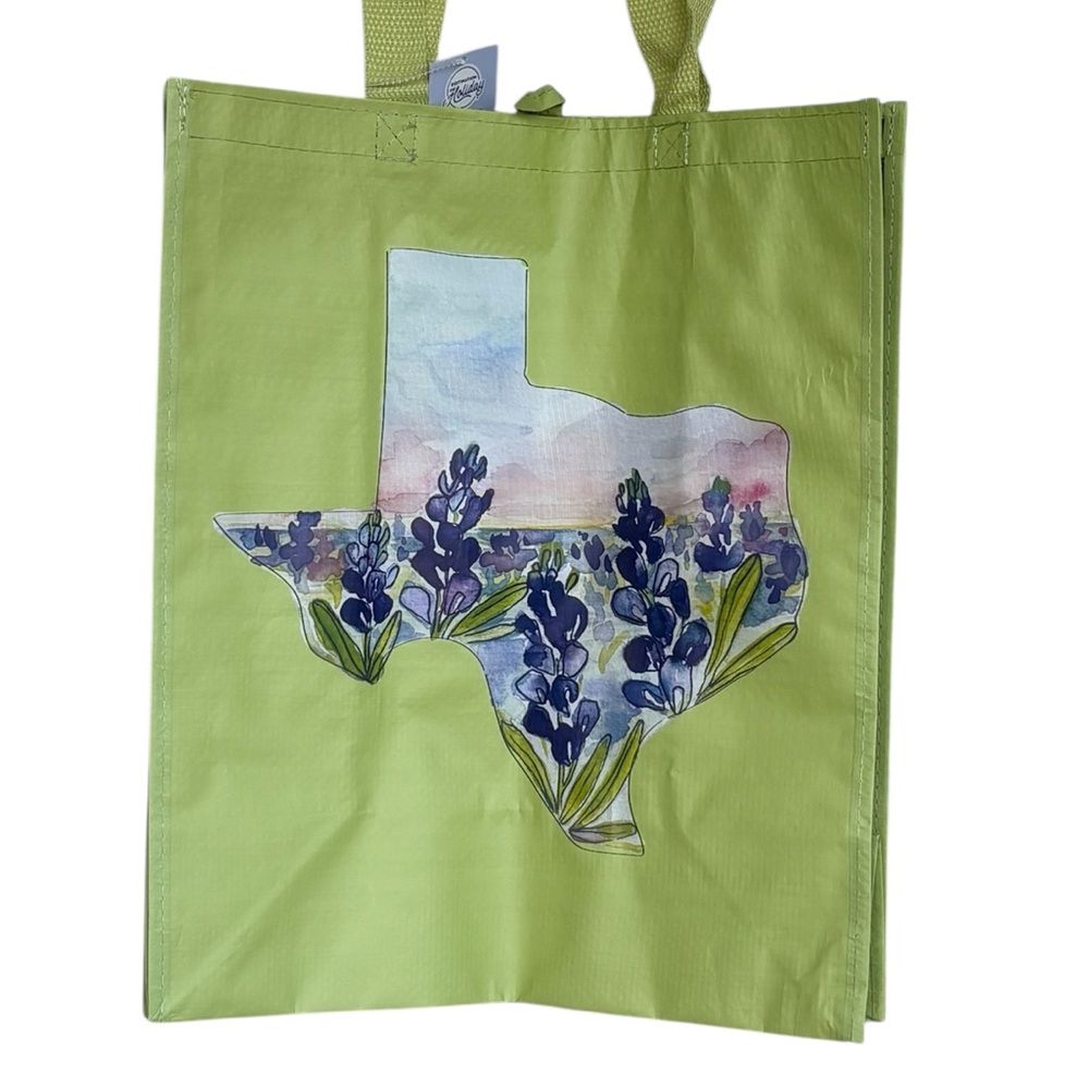 2 Howdy Y'all Longhorn With Texas Bluebonnets Reusable Shopping Tote Bags - Picture 5 of 6